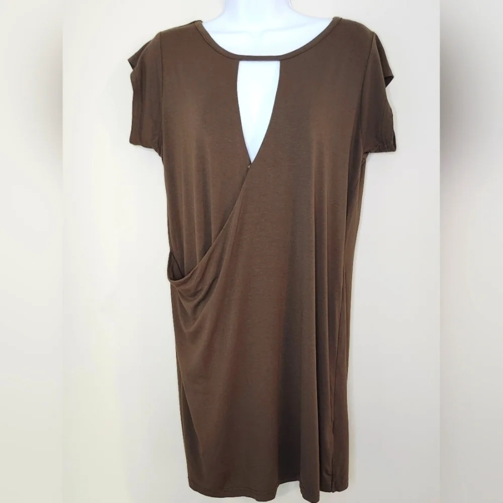 Lulu's Womens Faux Wrap Dress Size S Olive Mini Casual Staple Summer Spring
